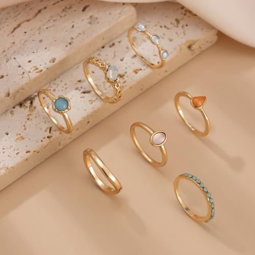 Zinc Alloy Ring Set with Gemstone fashion jewelry & for woman Sold By Set