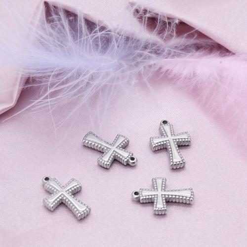 Stainless Steel Cross Pendants 304 Stainless Steel polished DIY original color Sold By Bag