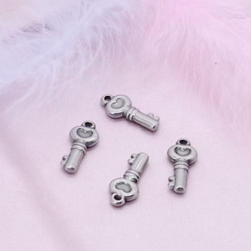 Stainless Steel Pendants 304 Stainless Steel Key polished DIY original color Sold By Bag