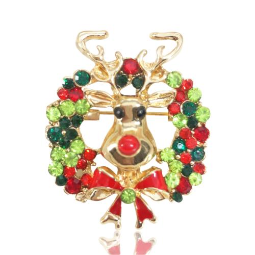 Christmas Brooches Zinc Alloy Christmas Design & Unisex & micro pave cubic zirconia & enamel Sold By PC