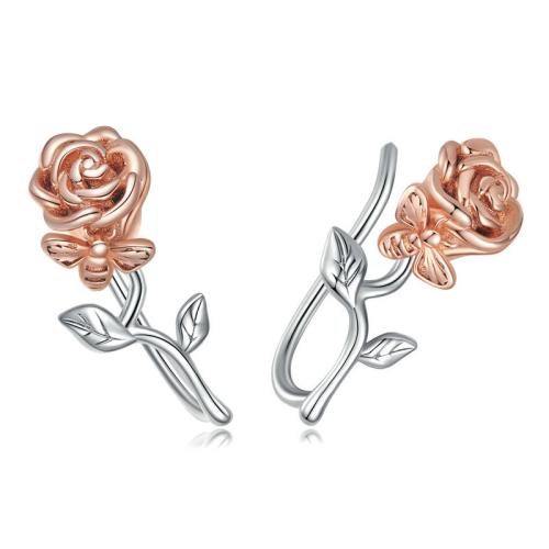 925 Sterling Silver Hook earring, Rose, jewelry faisin & do bhean, 16x7mm, Díolta De réir Péire