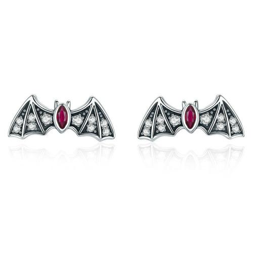 Cubic Zirconia Micro Pave Sterling Silver Earring 925 Sterling Silver Bat fashion jewelry & micro pave cubic zirconia & for woman Sold By Pair