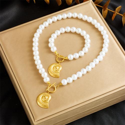 Fashion Stainless Steel Jewelry Sets Plastic Pearl with 304 Stainless Steel fashion jewelry & for woman Sold By PC