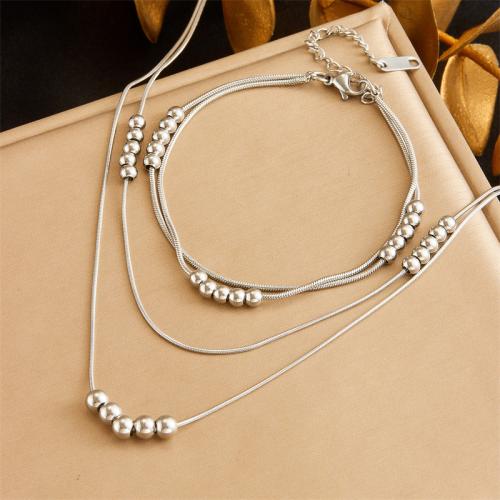 Fashion Stainless Steel Jewelry Sets 304 Stainless Steel Double Layer & for woman Sold By PC