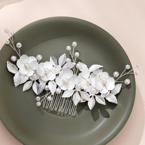 Zinc Alloy Decorative Hair Comb with Plastic Pearl fashion jewelry & for woman Sold By PC