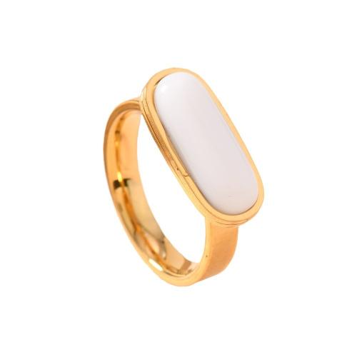 Stainless Steel Finger Ring 304 Stainless Steel with Glass fashion jewelry & Unisex golden Sold By PC