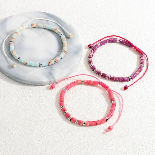 Bracelets de pierres précieuses, Pierre naturelle, avec Cordon de noeud & laiton, fait à la main, Réglable & bijoux de mode & unisexe, plus de couleurs à choisir, protéger l'environnement, sans nickel, plomb et cadmium, Longueur Environ 16-22 cm, Vendu par PC