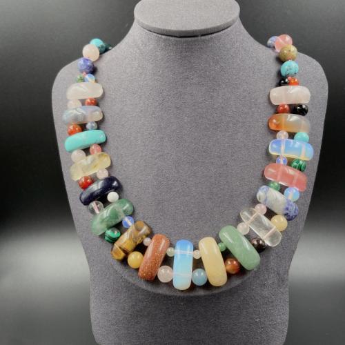 Collar de piedras preciosas joyas, Piedra natural, diferentes materiales para la opción & unisexo, más colores para la opción, longitud aproximado 48 cm, Vendido por UD