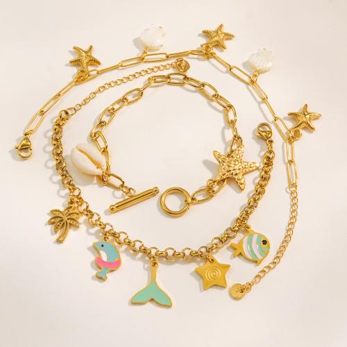 Pulsera de Acero Inoxidable, acero inoxidable 304, con Nácar, Joyería & diverso tamaño para la opción & para mujer & esmalte, más colores para la opción, Vendido por UD