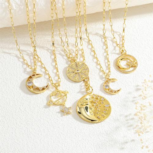 Kubieke Zirkoon Micro Pave Brass Ketting, Messing, met 5cm extender keten, gold plated, mode sieraden & verschillende stijlen voor de keuze & micro pave zirconia & voor vrouw, meer kleuren voor de keuze, nikkel, lood en cadmium vrij, Lengte Ca 45 cm, Verkocht door PC