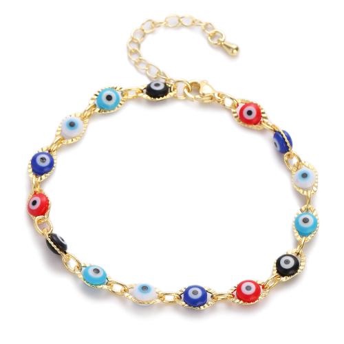 Bracelet Evil Eye bijoux, Acier inoxydable 304, bijoux de mode & pour femme & émail, plus de couleurs à choisir, Longueur Environ 18 cm, Vendu par PC