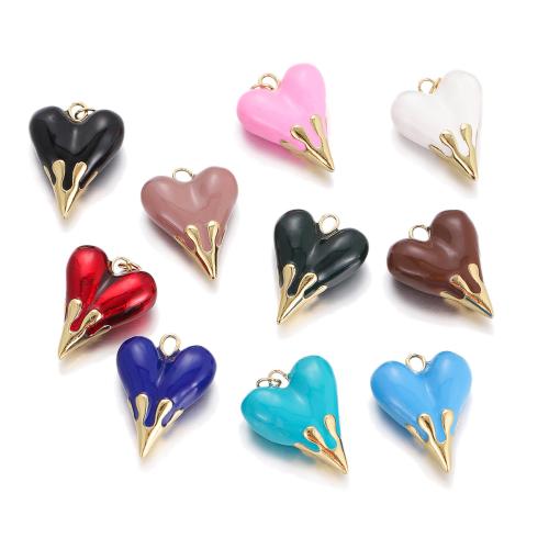 Brass Heart Pendants gold color plated DIY & enamel nickel lead & cadmium free Sold By PC