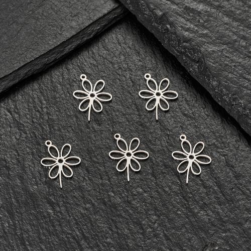 Stainless Steel Flower Pendant 304 Stainless Steel plated DIY 18mm Sold By Bag