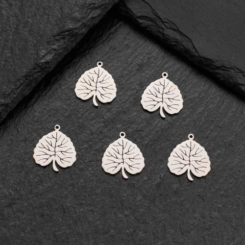 Rustfrit stål smykker Vedhæng, 304 rustfrit stål, Leaf, forgyldt, du kan DIY, flere farver til valg, 16x19mm, 5pc'er/Bag, Solgt af Bag