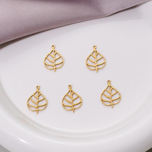 Stainless Steel Pendants 304 Stainless Steel Leaf plated DIY Sold By Bag