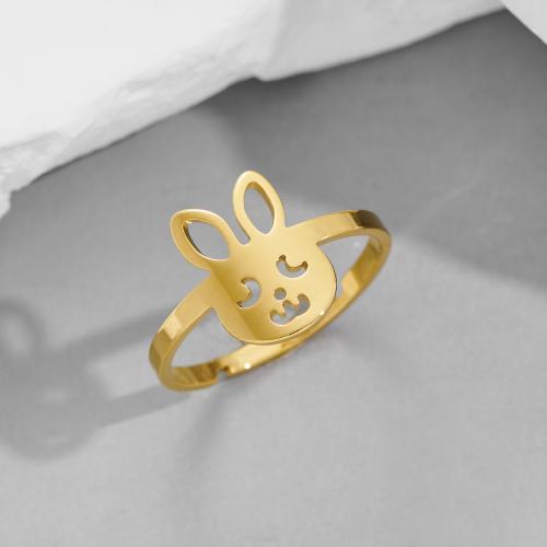 Stainless Steel Finger Ring 304 Stainless Steel Rabbit plated Adjustable & for woman inner ~20mm Sold By PC