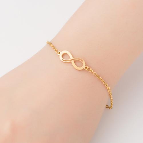 Pulsera de Acero Inoxidable, acero inoxidable 304, Infinito, chapado en color dorado, para mujer, longitud 14 cm, Vendido por UD