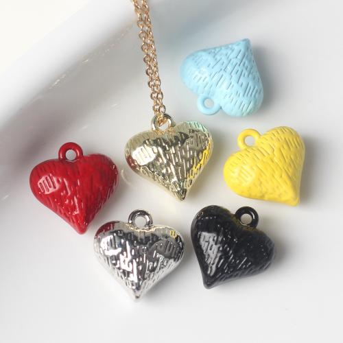 Zinc Alloy émail Pendants, alliage de zinc, coeur, Placage, DIY, plus de couleurs à choisir, 12x12mm, 100PC/sac, Vendu par sac