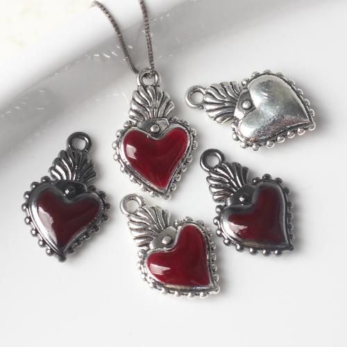 Zinc Alloy Enamel Pendants Heart plated DIY Sold By Bag