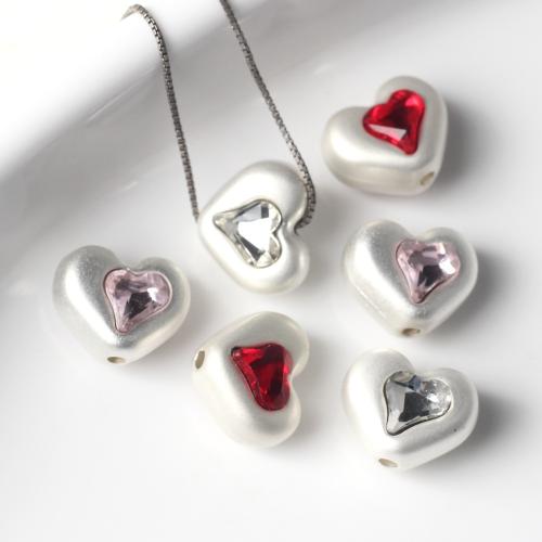 Zinc Alloy Animal Beads Heart plated DIY & micro pave cubic zirconia Sold By Bag