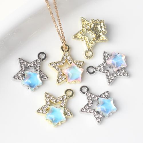 Resin Zinc Alloy Pendants with Resin Star plated DIY & micro pave cubic zirconia Sold By Bag