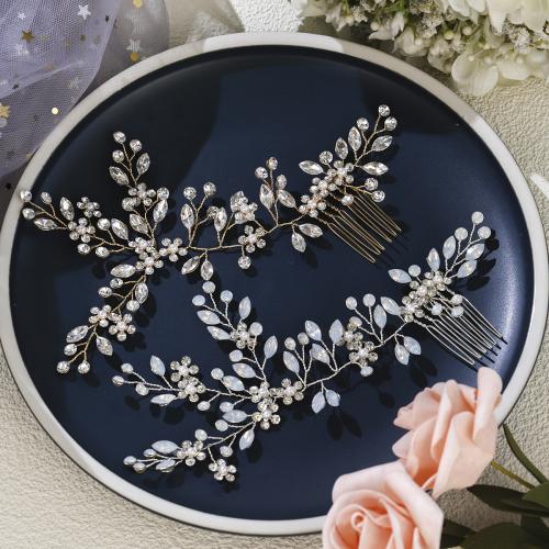 Decoratieve Kammen, Zinc Alloy, met Plastic Pearl, plated, voor bruids & met strass, meer kleuren voor de keuze, nikkel, lood en cadmium vrij, Verkocht door PC