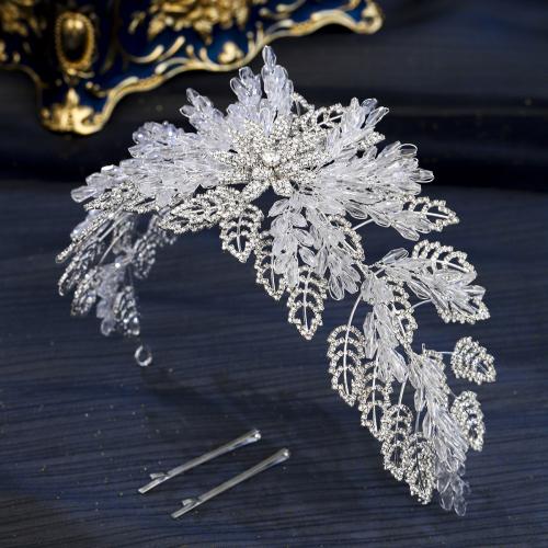 Hair Bands Zinc Alloy with Plastic silver color plated for bridal & with rhinestone nickel lead & cadmium free Sold By PC