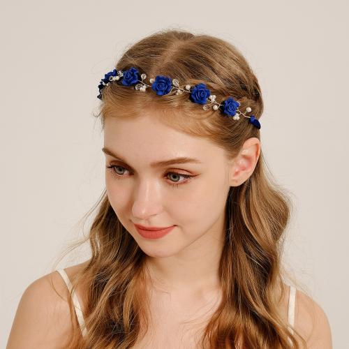 Headband Zinc Alloy with Cloth & Polymer Clay & Plastic Pearl Flower plated for bridal nickel lead & cadmium free Sold By PC