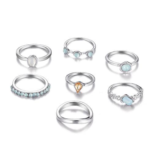 Zinc Alloy Ring Set with Crystal plated fashion jewelry & for woman Sold By Set