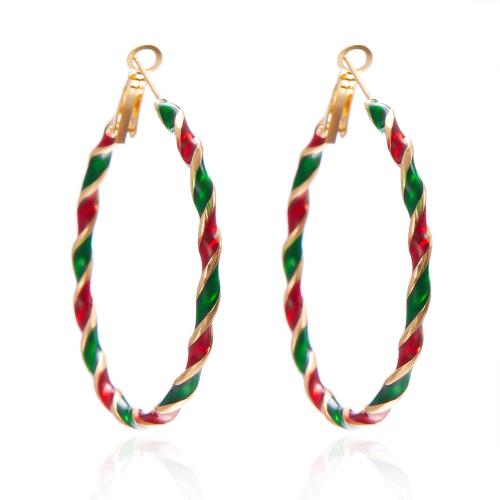 Christmas Earrings Zinc Alloy plated & for woman & enamel multi-colored Sold By Pair