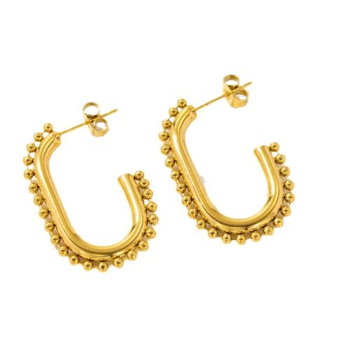 Titanium Steel  Earring plated & for woman gold Sold By Pair