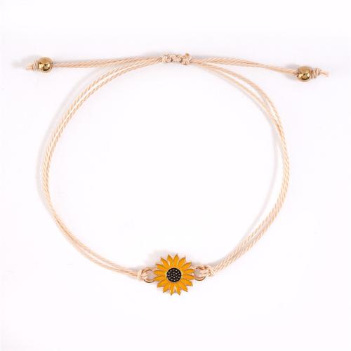 Zinc Alloy Bracelet with Taiwan Thread plated 2 pieces & Unisex & enamel beige Length Approx 16-30 cm Sold By Set