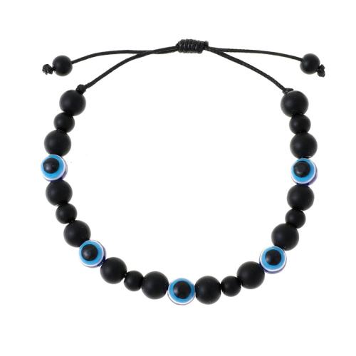 Evil Eye Jewelry Set Acrylic with Abrazine Stone & Wax Cord handmade & for woman black Length Approx 18-32 cm Sold By PC