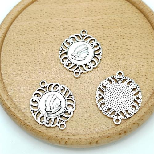 Zinc Alloy Connector Round antique silver color plated DIY & 1/1 loop Sold By Bag