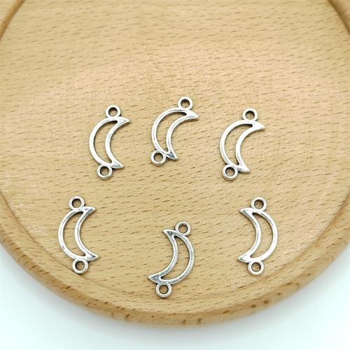 Zinco-Alloy-Connettore, lega in zinco, Luna, placcato argento antico, DIY & 1/1 anello del connettore, 9x12mm, 100PC/borsa, Venduto da borsa