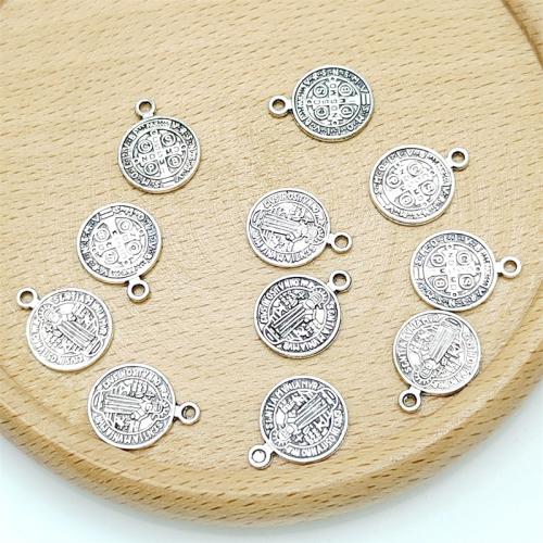 Zinc Alloy Pendants Round antique silver color plated DIY Sold By Bag