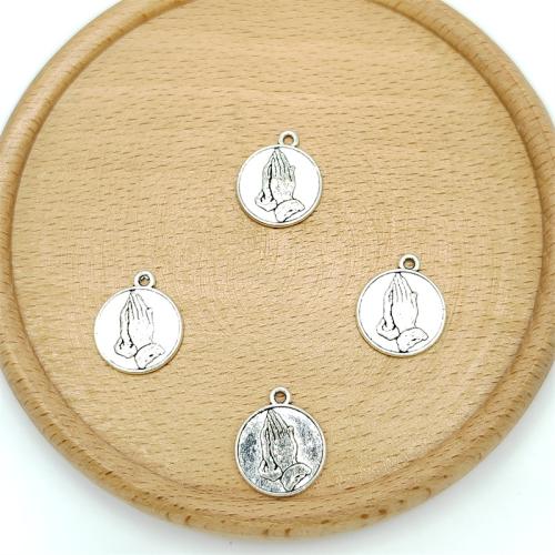 Zinc Alloy Pendants Round antique silver color plated DIY Sold By Bag