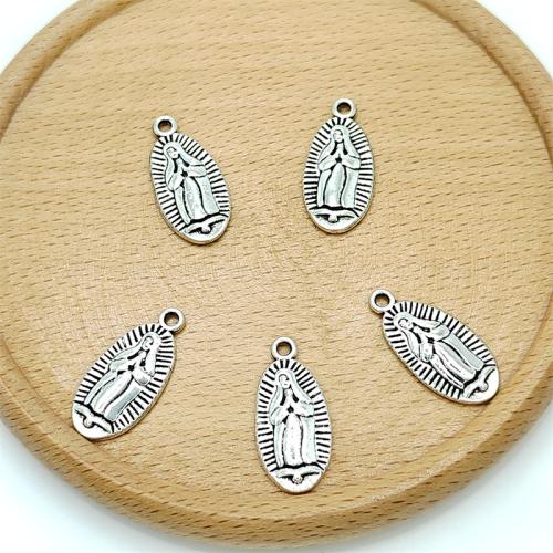 Colgantes de Aleación de Zinc, Virgen María, chapado en color de plata antigua, Bricolaje, 12x14mm, 100PCs/Bolsa, Vendido por Bolsa