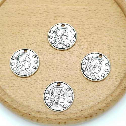 Pendentifs en alliage de zinc, Rond, Plaqué de couleur d'argent, DIY, 18x18mm, 100PC/sac, Vendu par sac