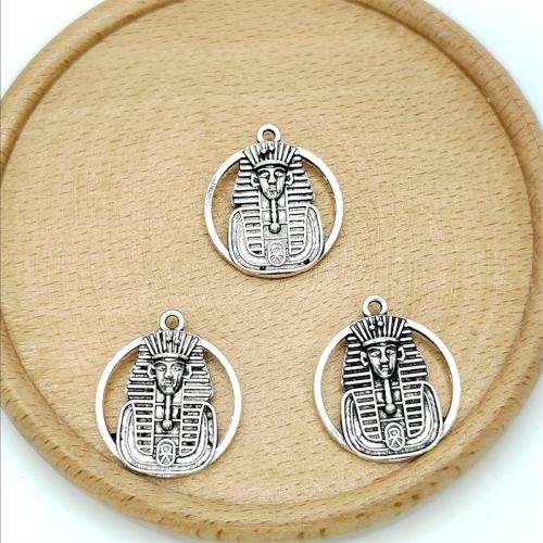 Zinc Alloy Pendants Egyptian Pharaoh antique silver color plated DIY Sold By Bag