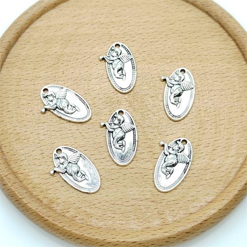 Sinc Alloy Pendants, Angel, dath airgid antique plátáilte, DIY, 12x20mm, 100ríomhairí pearsanta/Mála, Díolta De réir Mála