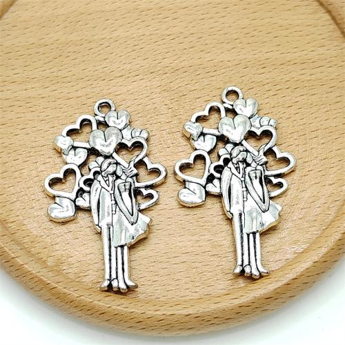 Zinc Alloy Pendants Couple antique silver color plated DIY Sold By Bag