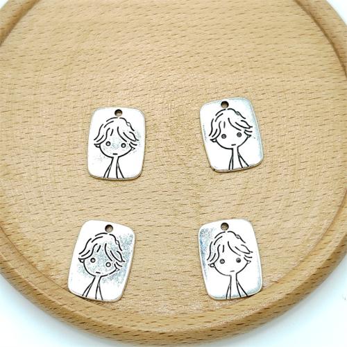 Sinc Alloy Pendants, Boy, dath airgid antique plátáilte, DIY, 14x18mm, 100ríomhairí pearsanta/Mála, Díolta De réir Mála