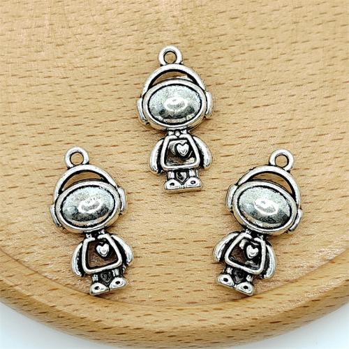 Zinc Alloy Pendler, Astronaut, antik sølv farve forgyldt, du kan DIY, 12x22mm, 100pc'er/Bag, Solgt af Bag