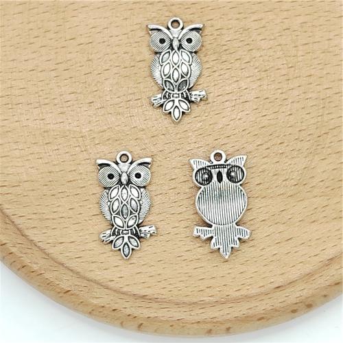 Zinc Alloy Animal Pendants Owl antique silver color plated DIY Sold By Bag