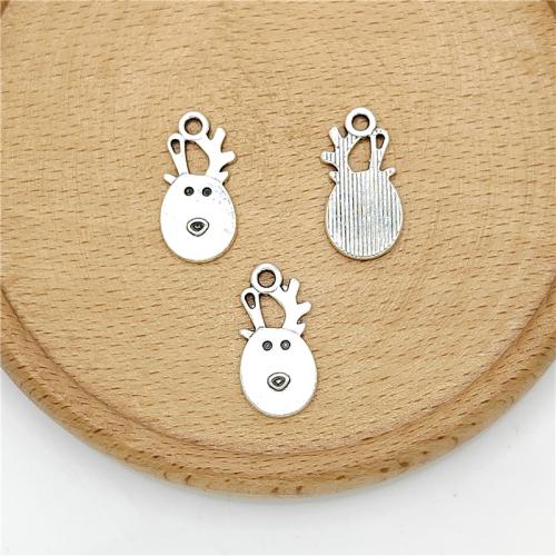 Zinc Alloy Animal Pendants Christmas Reindeer antique silver color plated DIY Sold By Bag