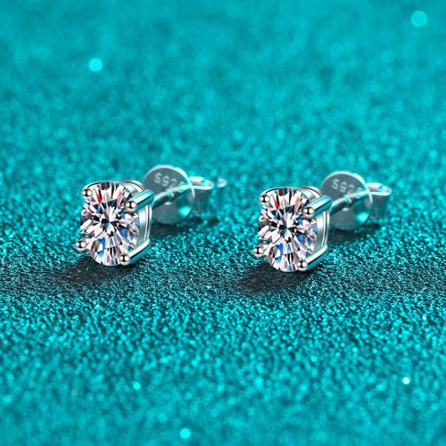 925 Sterling Silver Stud Earring Oval & for woman Sold By Pair