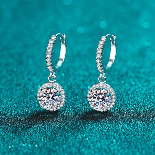 925 Sterling Sølv Huggie Hoop Drop Earring, Runde, forskellige stilarter for valg & for kvinde, earring length 15-25mm, Solgt af par