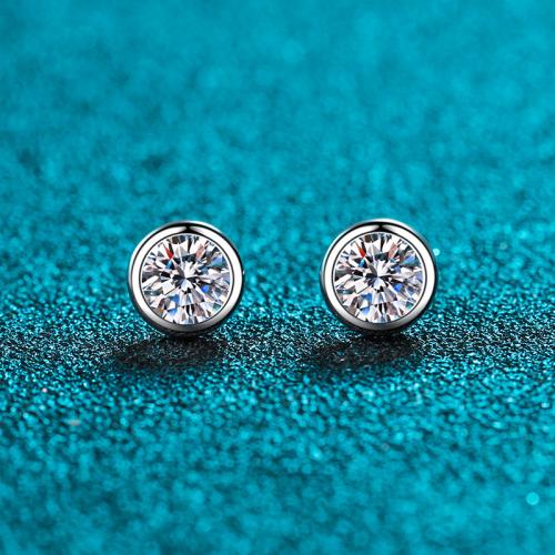 925 Sterling Silver Stud Earring Round & for woman Sold By Pair