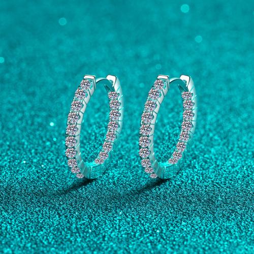 925 de prata esterlina Huggie Argola, with Moissanite, joias de moda & para mulher, earring length 10-15mm, vendido por par